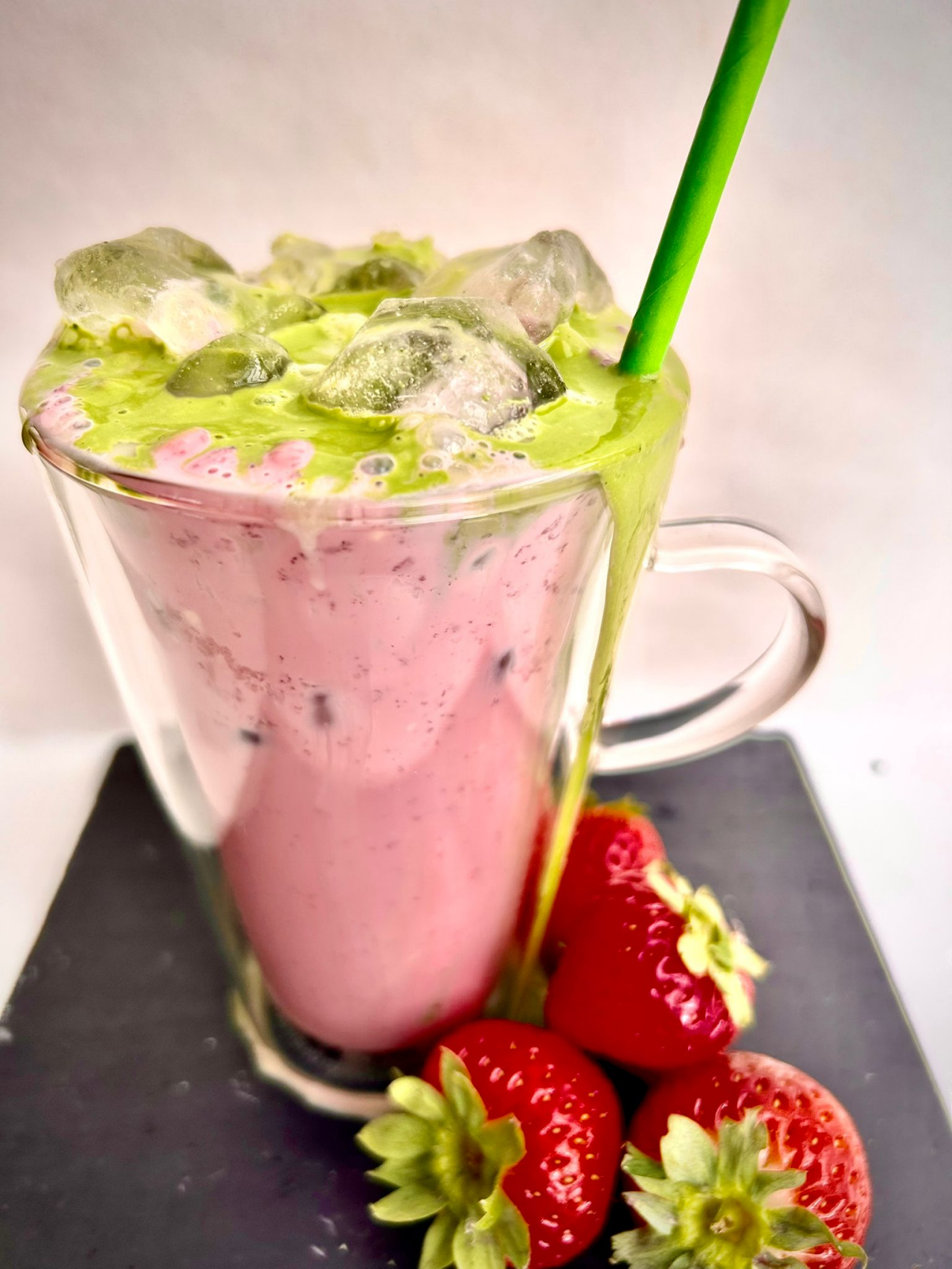Strawberry Dirty Matcha Latte